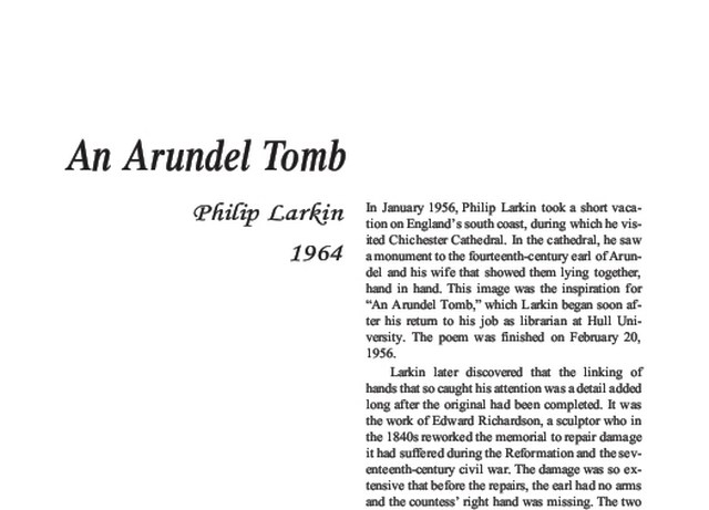 نقد شعر    An Arundel Tomb by Philip Larkin