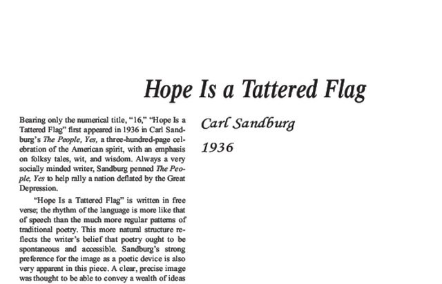 نقد شعر   Hope Is A Tattered Flag by Carl Sandburg