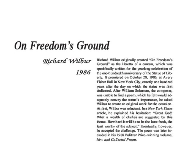 نقد شعر    On Freedom’s Ground by Richard Wilbur