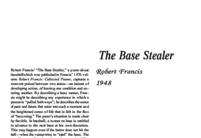 نقد شعر   The Base Stealer by Robert Francis
