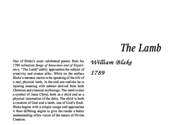 نقد شعر The Lamb by William Blake