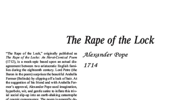 نقد شعر  The Rape of the Lock by Alexander Pope
