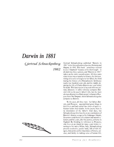 نقد شعر   Darwin in 1881 by Gjertrud Schnackenberg