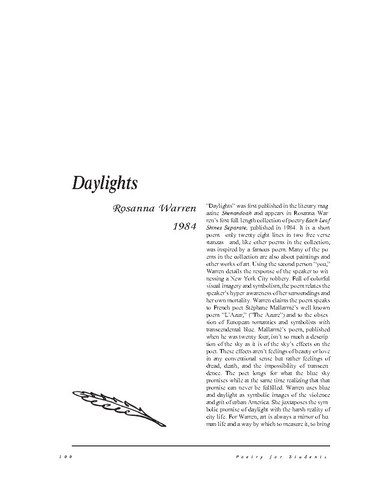 نقد شعر Daylights by Rosanna Warren