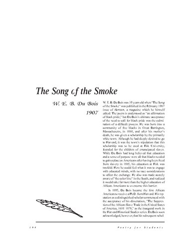 نقد شعر   The Song of the Smoke by W. E. B. Du Bois