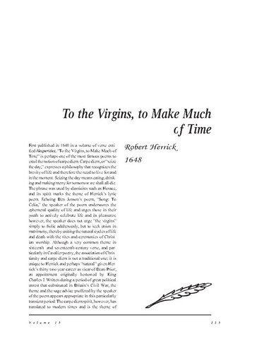 نقد شعر  To the Virgins, to Make Much of Time by Robert Herrick