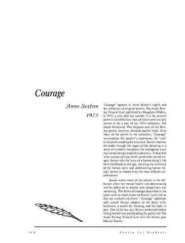 نقد شعر   Courage by Anne Sexton