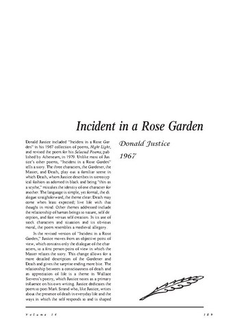 نقد شعر   Incident in a Rose Garden by Donald Justice