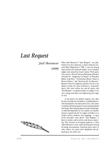 نقد شعر   Last Request by Joel Brouwer