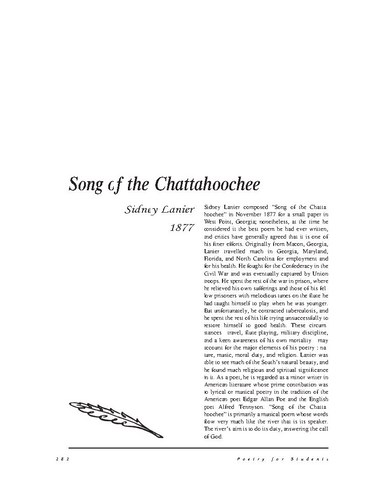 نقد شعر   The Song Of The Chattahoochee by Sidney Lanier