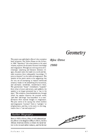 نقد شعر   Geometry by Rita Dove