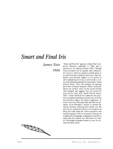 نقد شعر    Smart and Final Iris by James Tate