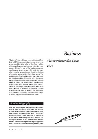 نقد شعر Business by Victor Hernandez Cruz