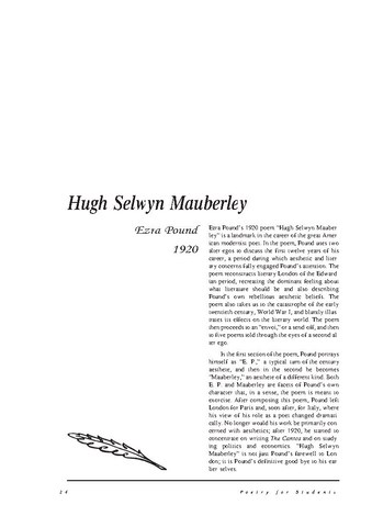 نقد شعر   Hugh Selwyn Mauberley  by Ezra Pound