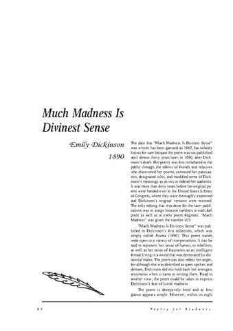 نقد شعر   Much Madness is divinest Sense  by Emily Dickinson