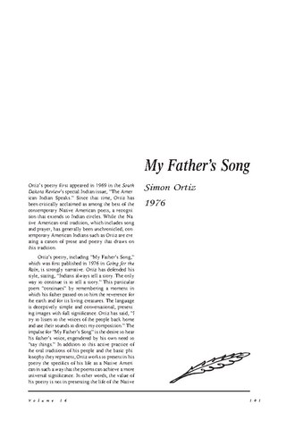 نقد شعر   My Fathers Song by Simon  Ortiz