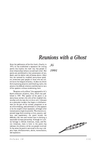 نقد شعر   Reunions with a Ghost by Ai