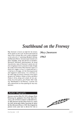 نقد شعر    Southbound on the Freeway by May Swenson