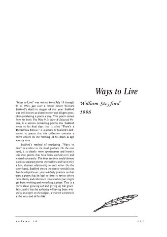 نقد شعر   Ways to Live by William Stafford