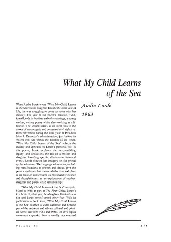 نقد شعر   What My Child Learns of the Sea by Audre Lorde