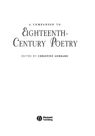 A Companion To Eighteenth Century Poetry by Christine Gerrard