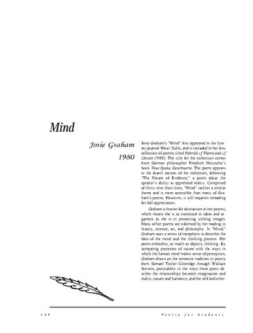 نقد شعر   Mind Poem by Jorie Graham