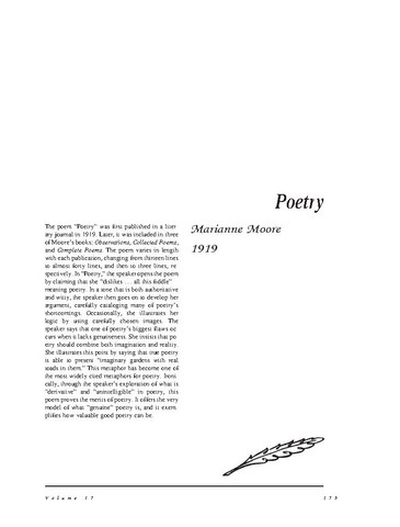 نقد شعر   Poetry by Marianne Moore