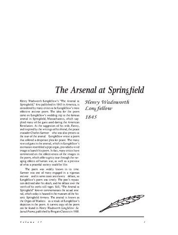 نقد شعر   The Arsenal at Springfield by Henry Wadsworth Longfellow