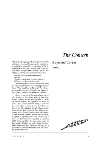 نقد شعر   The Cobweb by Raymond Carver