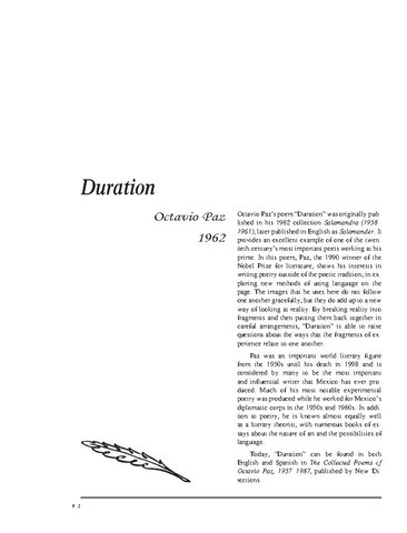 نقد شعر   Duration by Octavio Paz