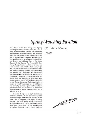نقد شعر Spring-Watching Pavilion Poem by Ho Xuan Huong