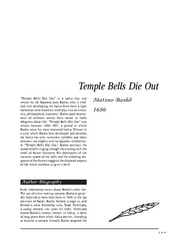 نقد شعر   Temple Bells Die Out Poem by Matsuo Basho