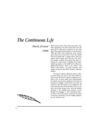 نقد شعر   The Continuous Life by Mark Strand