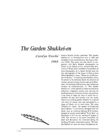 نقد شعر   The Garden Shukkei-En by Carolyn Forché