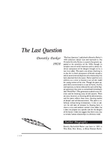 نقد شعر   The Last Question Poem by Dorothy Parker