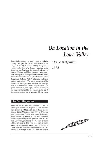 نقد شعر   On Location in the Loire Valley by Diane Ackerman