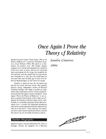 نقد شعر   Once Again I Prove the Theory of Relativity by Sandra Cisneros