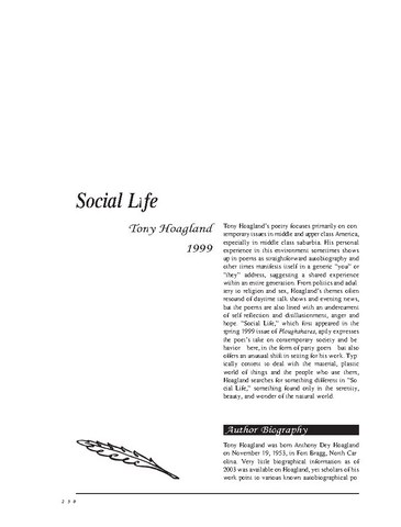 نقد شعر   Social Life by Tony Hoagland