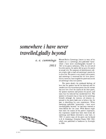 نقد شعر   Somewhere I Have Never Travelled By e.e. cummings