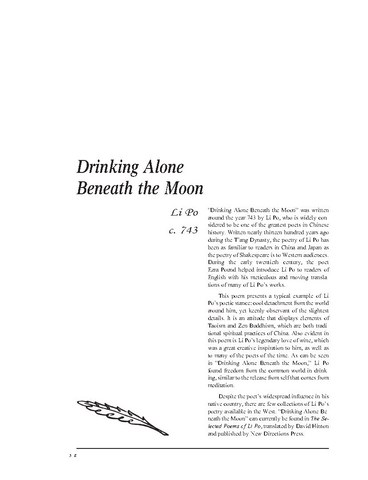 نقد شعر   Drinking Alone in the Moonlight by Li Po