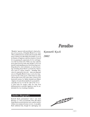 نقد شعر   Paradiso by Kenneth Koch