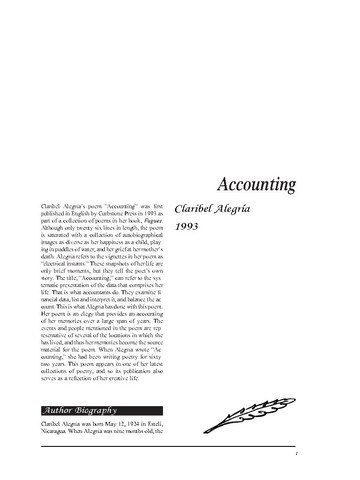 نقد شعر   Accounting by Claribel Alegria