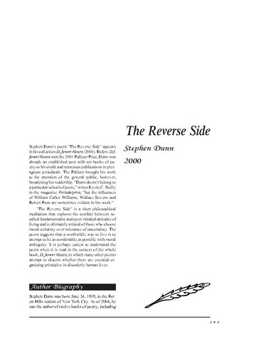 نقد شعر   The Reverse Side by Stephen Dunn