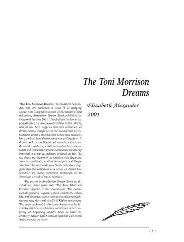 نقد شعر   The Toni Morrison Dreams reading by Elizabeth Alexander