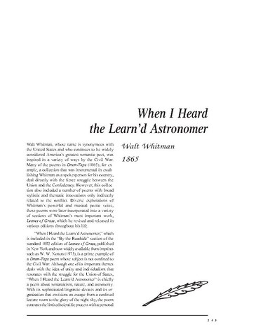 نقد شعر   When I Heard the Learned Astronomer by Walt Whitman