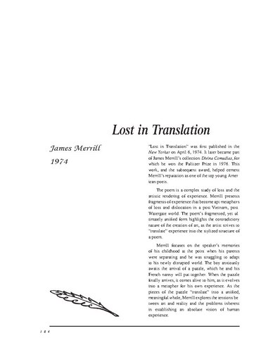 نقد شعر   Lost in Translation by James Merrill