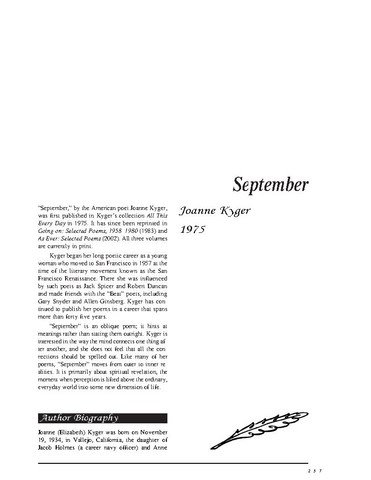 نقد شعر September by Joanne Kyger