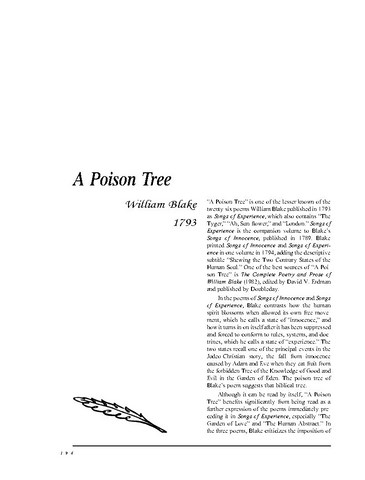 نقد شعر   A Poison Tree by William Blake