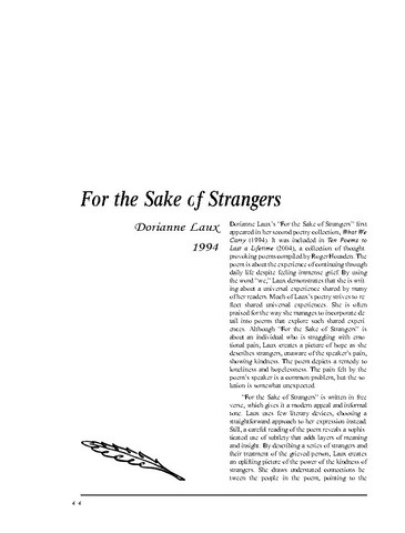 نقد شعر   For The Sake Of Strangers by Dorianne Laux