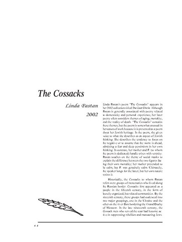 نقد شعر   The Cossacks by Linda Pastan